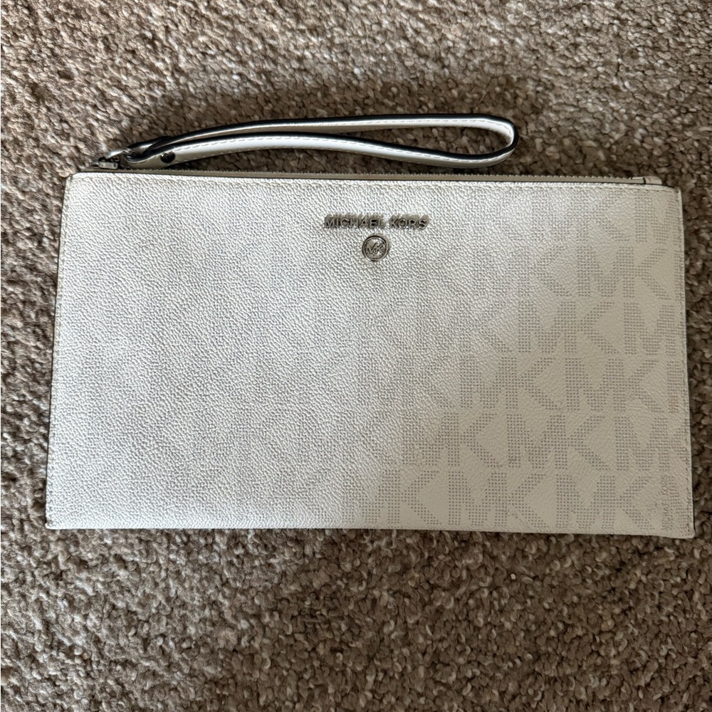 Michael Kors Off-White MK Signature Wristlet Clutch
